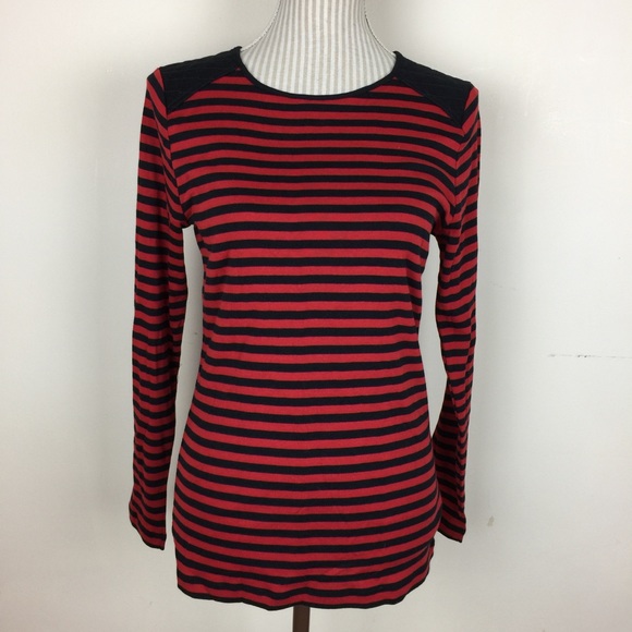 NWT CHAPS Red Black Striped Top SMALL - Picture 4 of 8